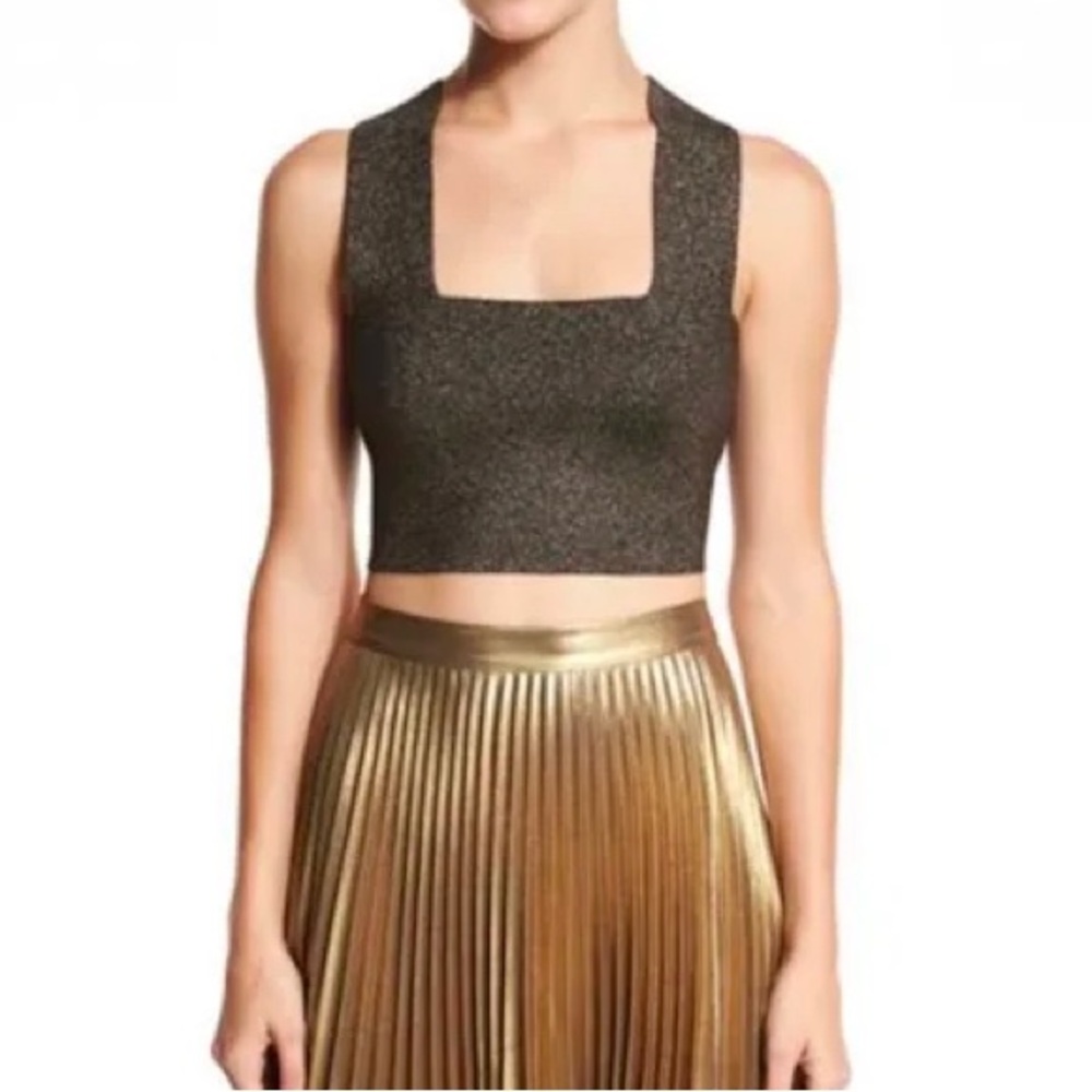 Alc gold bronze Ali sparkle tank top stretch scuba material small